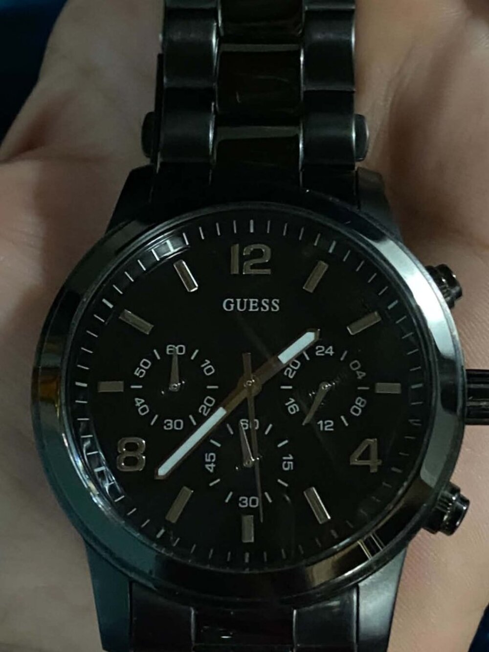 Guess Classic Multi Subdial Quartz Chronograph Men Gun Metal Black Working Watch